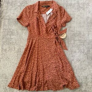 Gypsies & Moondust Terracotta Floral Wrap Dress